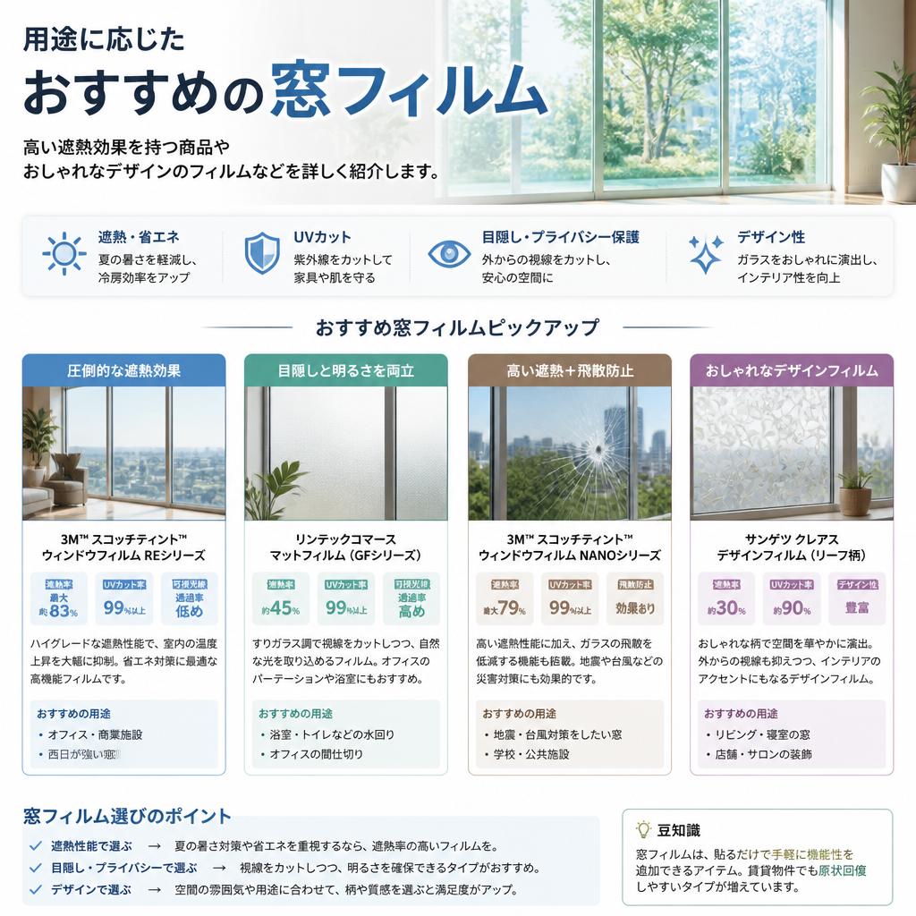 おすすめの窓フィルムセレクション