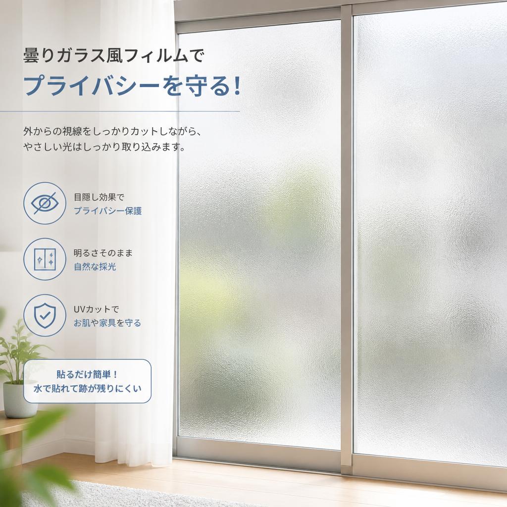 曇りガラス風フィルムでプライバシーを守る！