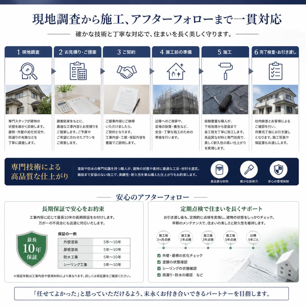 施工の流れと安心のサポート