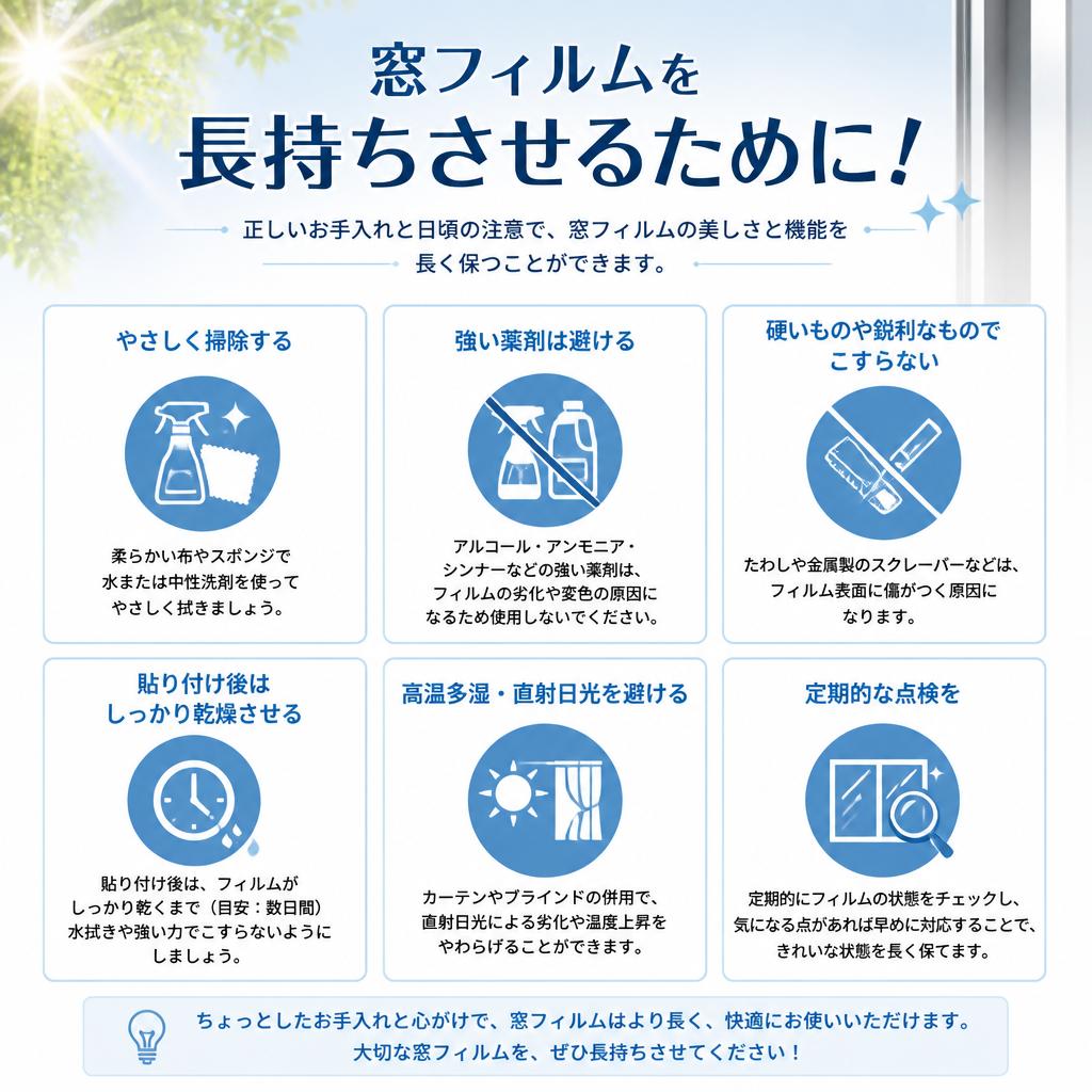 窓フィルムを長持ちさせるために！