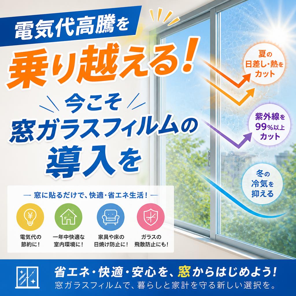 電気代高騰を乗り越える！今こそ窓ガラスフィルムの導入を