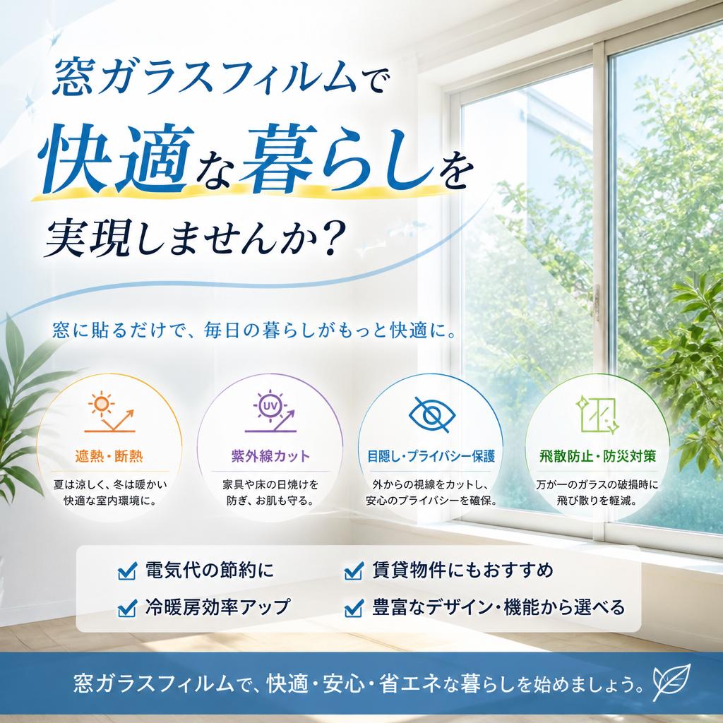 窓ガラスフィルムで快適な暮らしを実現しませんか？