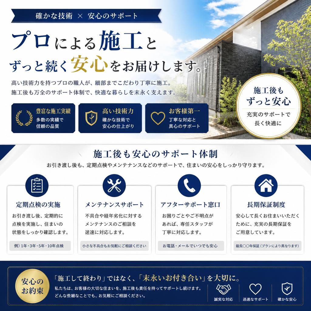 4. 施工の安心感とアフターケアの充実
