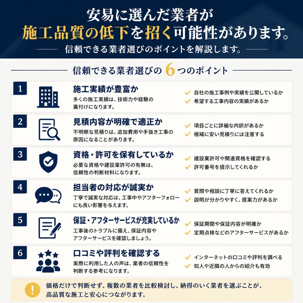 後悔するケース3: 信頼できない業者の選択