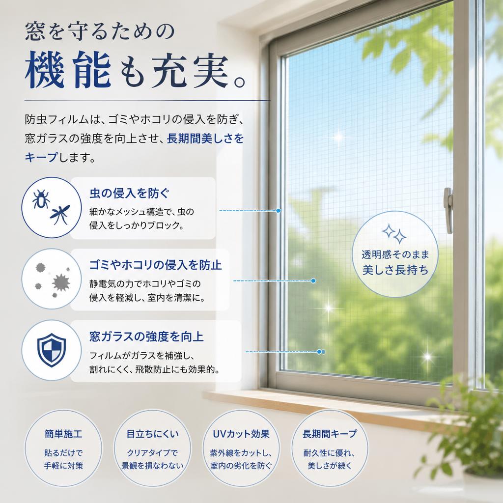 窓の保護も考えたフィルムの効果
