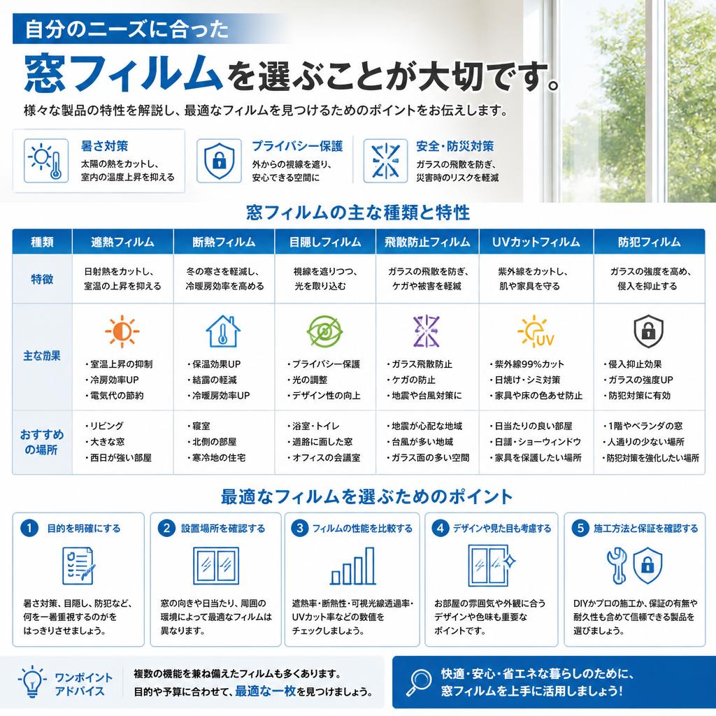 最適な窓フィルムの選び方