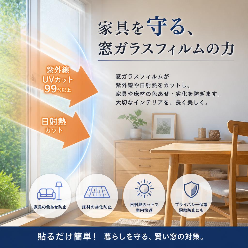 家具を守る、窓ガラスフィルムの力　よかまど熊本