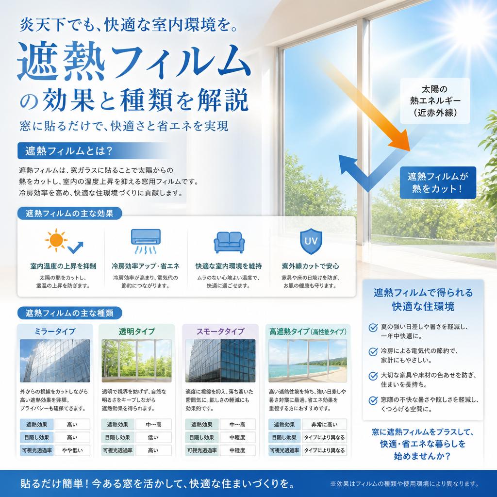 遮熱フィルム：快適な室温を保つ