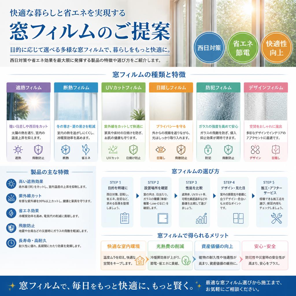 選べるエコ仕様の窓フィルム