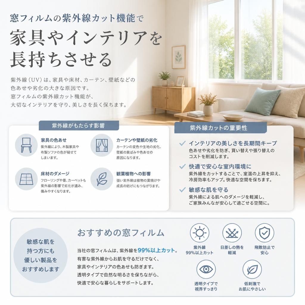 紫外線防止効果で室内を守る