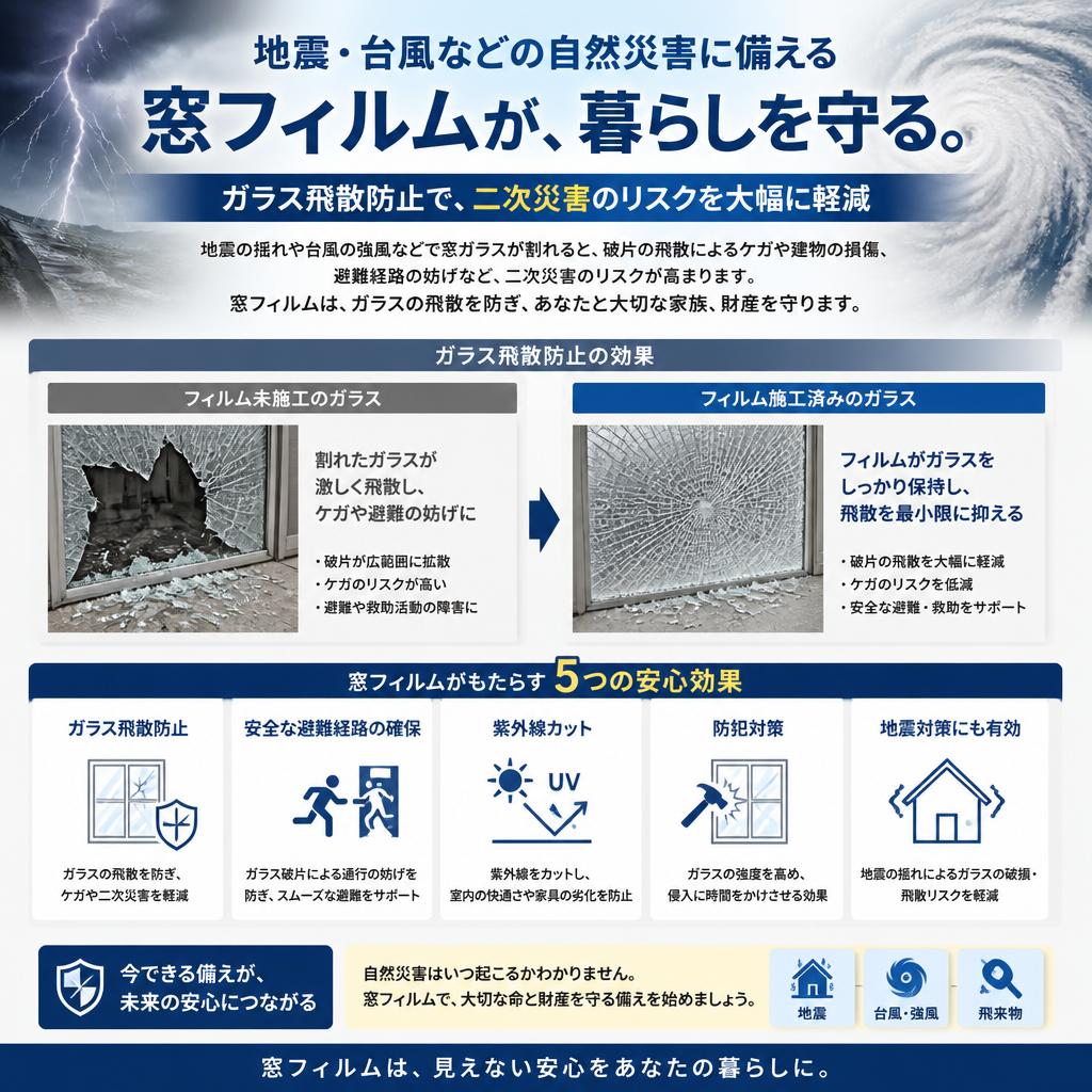 自然災害への備え—窓フィルムで事故防止