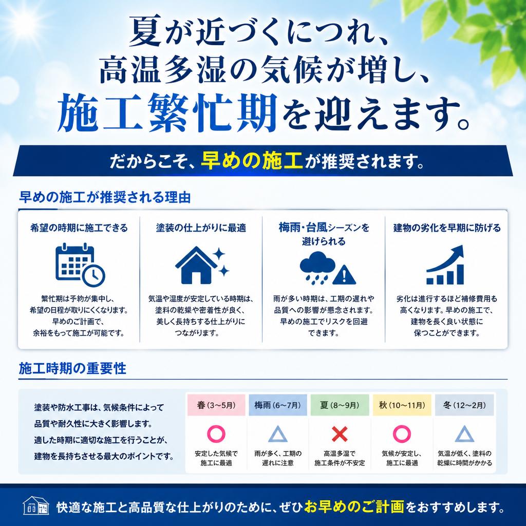 4. 初夏の施工をおすすめする理由
