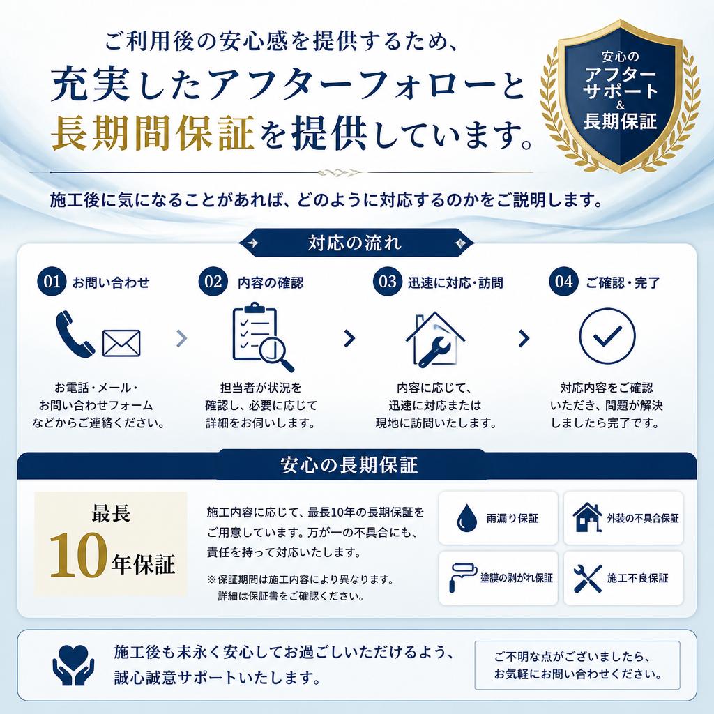 施工後のアフターフォローと保証
