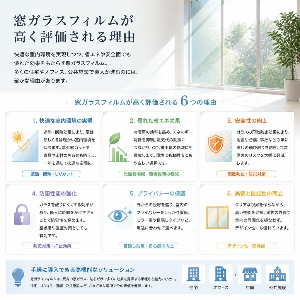 窓ガラスフィルムが選ばれる理由