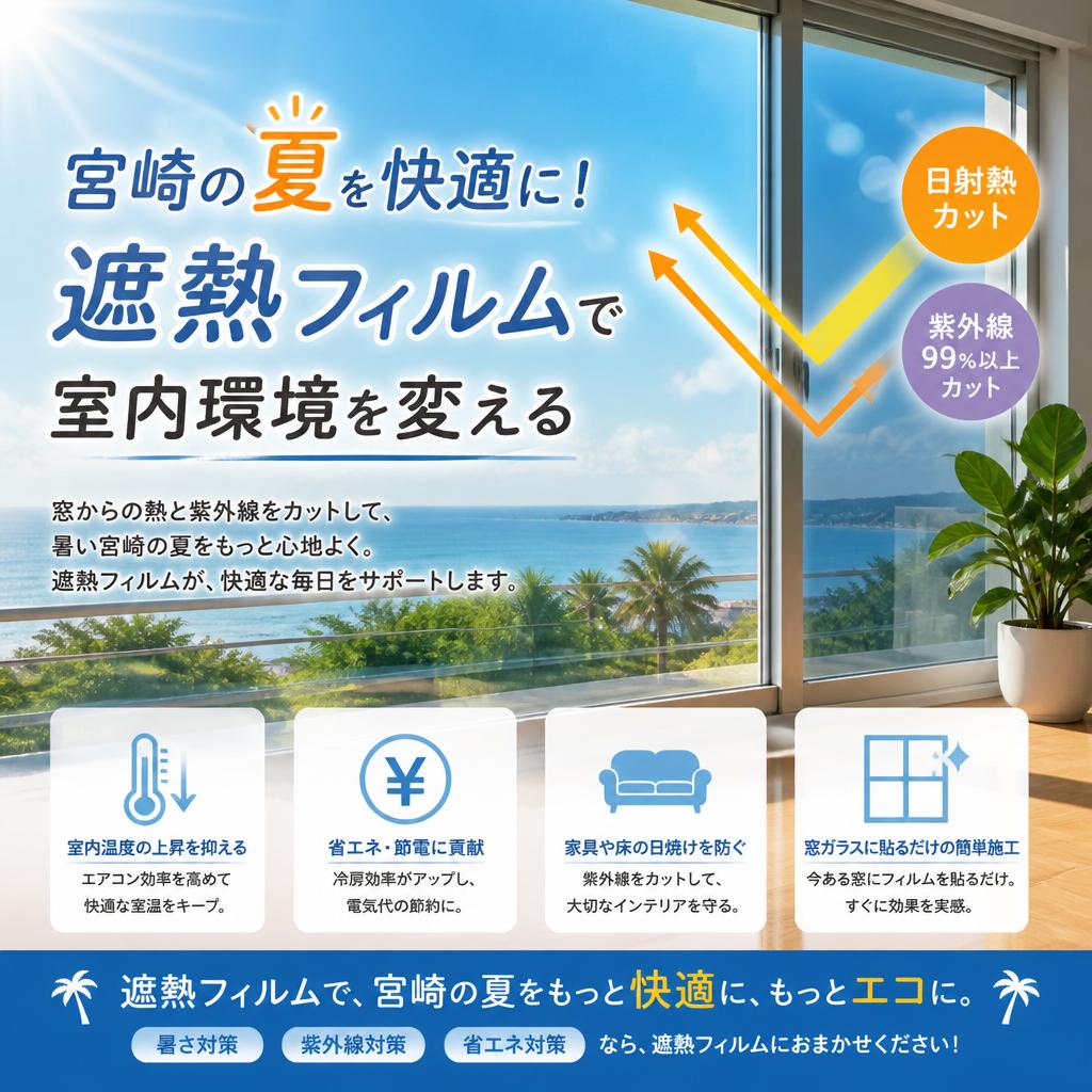 宮崎の夏を快適に！遮熱フィルムで室内環境を変えるなら　よかまど宮崎へお任せください！