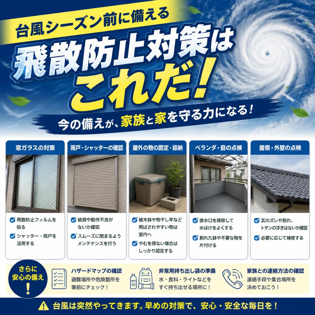 台風シーズン前に備える、飛散防止対策はこれだ！よかまど宮崎
