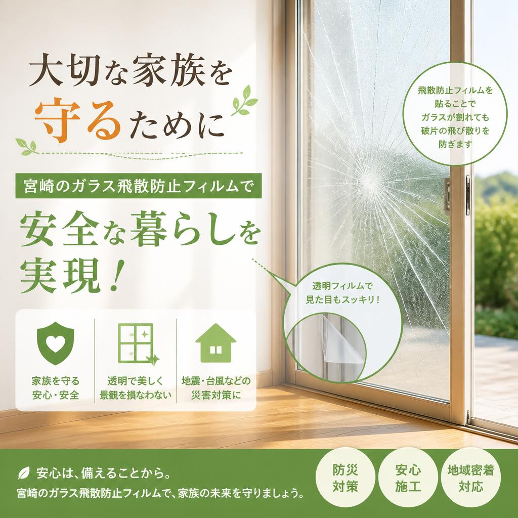大切な家族を守るために宮崎のガラス飛散防止フィルムで安全な暮らしを実現！よかまど宮崎