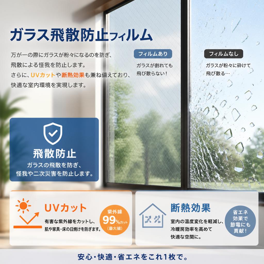 2. ガラス飛散防止フィルムの効果