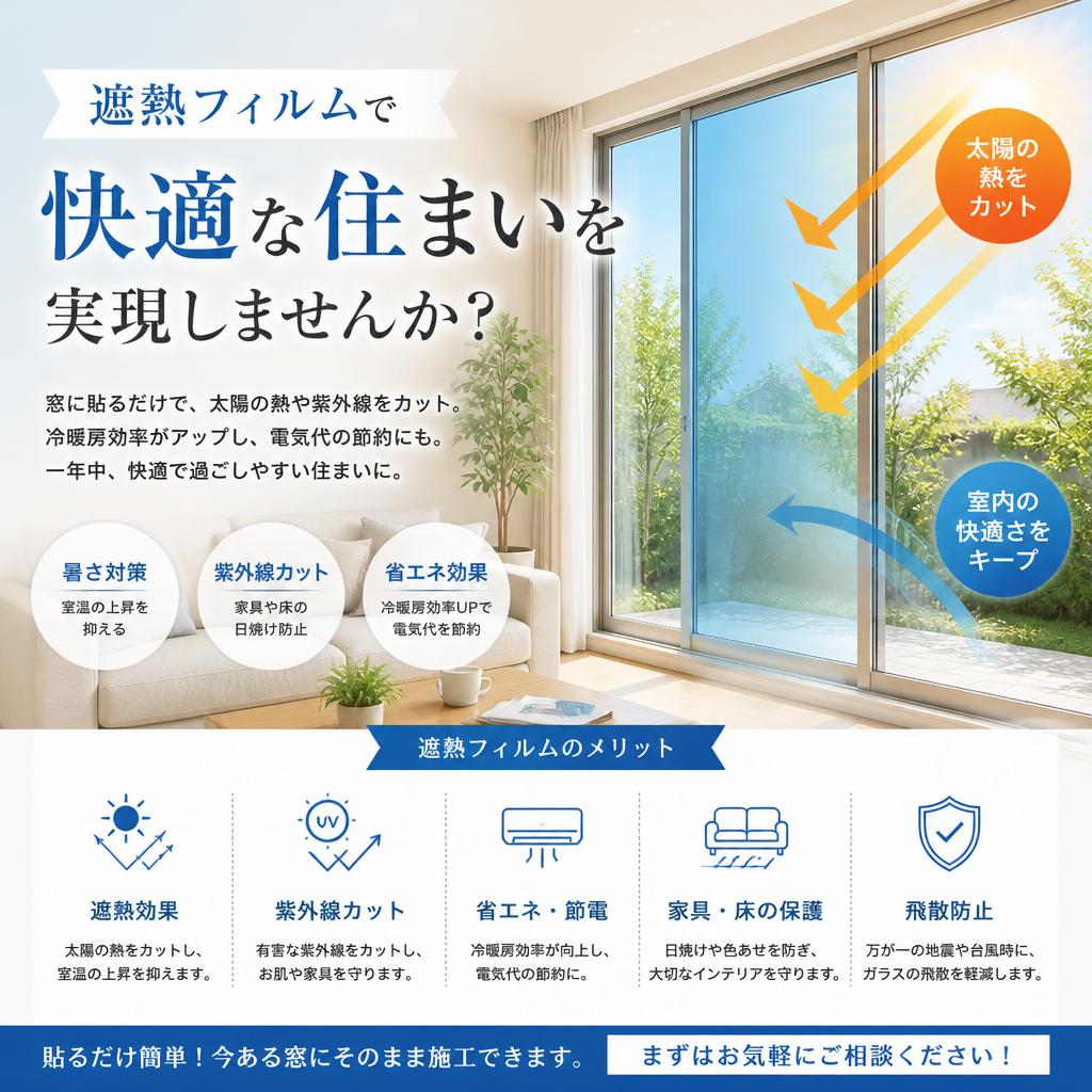 遮熱フィルムで快適な住まいを実現しませんか？　よかまど宮崎