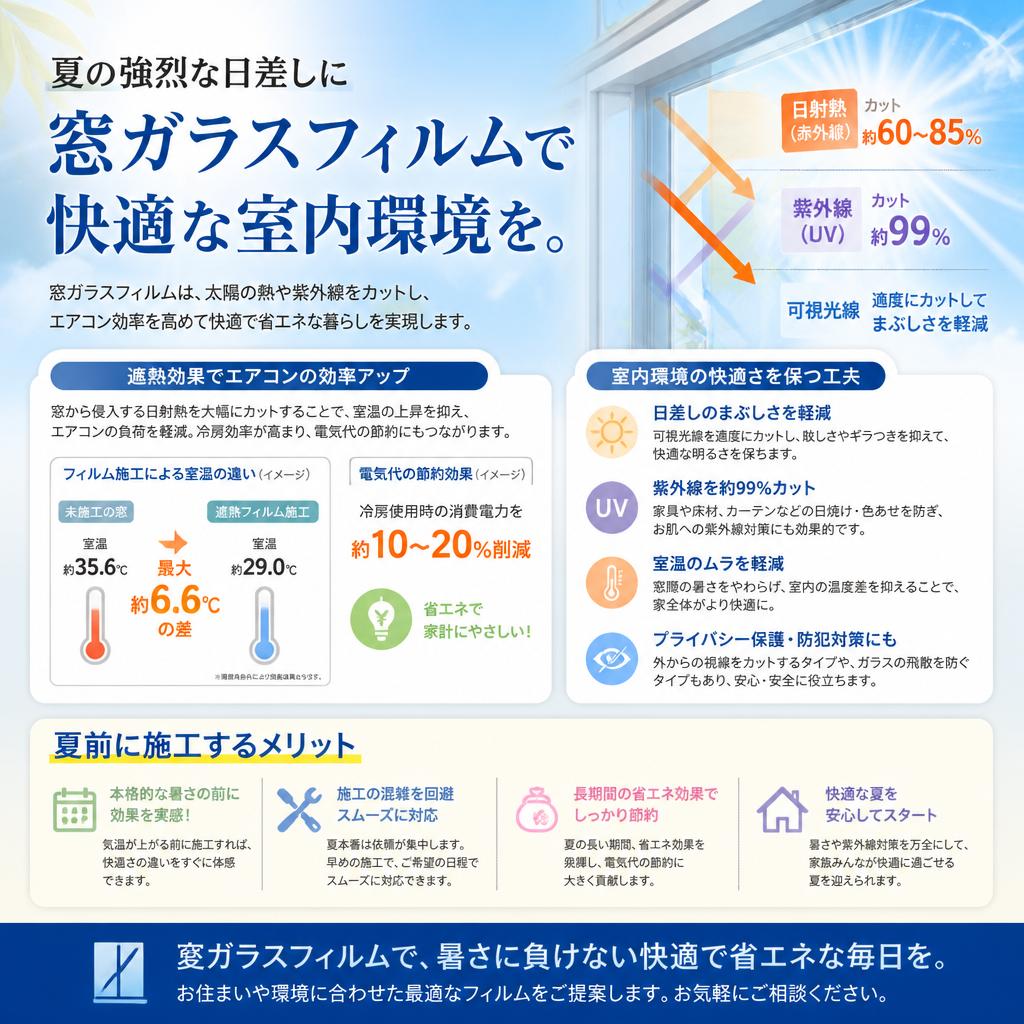 夏に向けた遮熱フィルムの効果