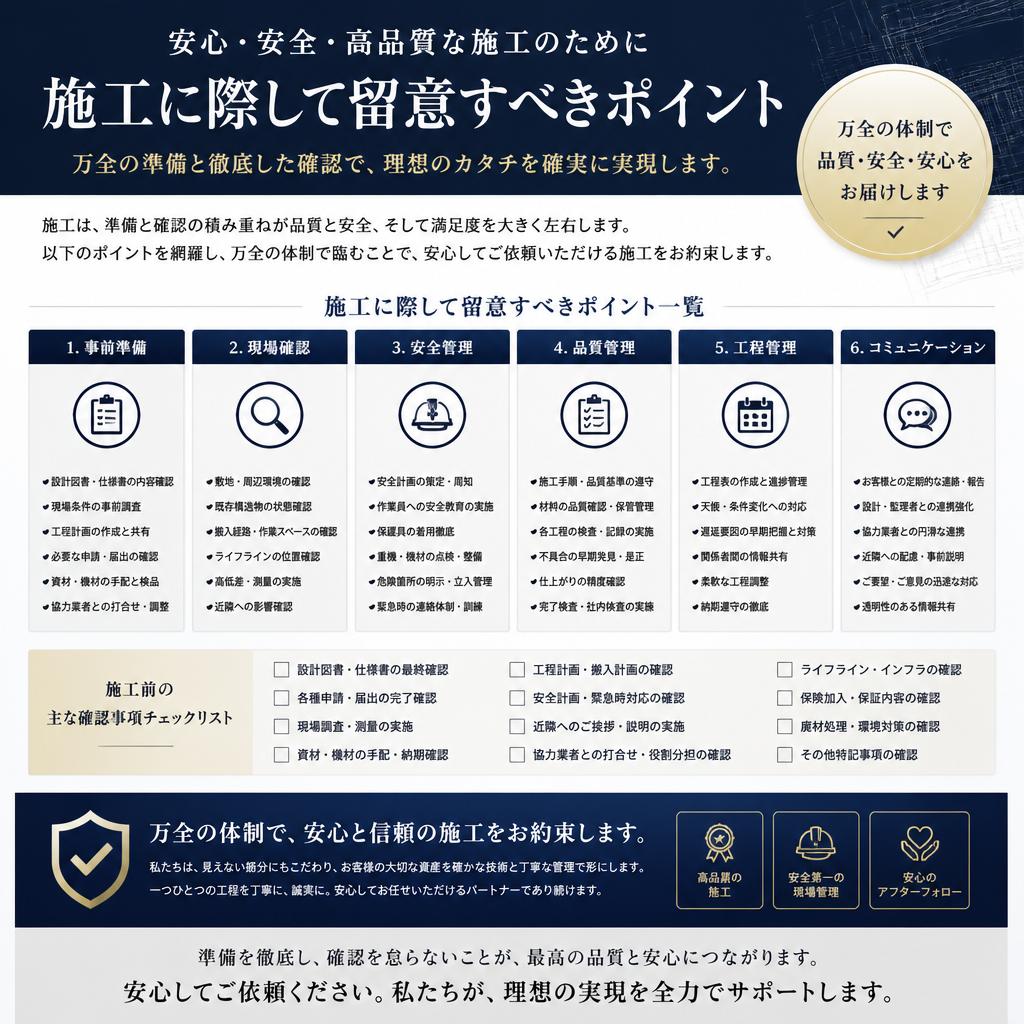 施工に関する注意点