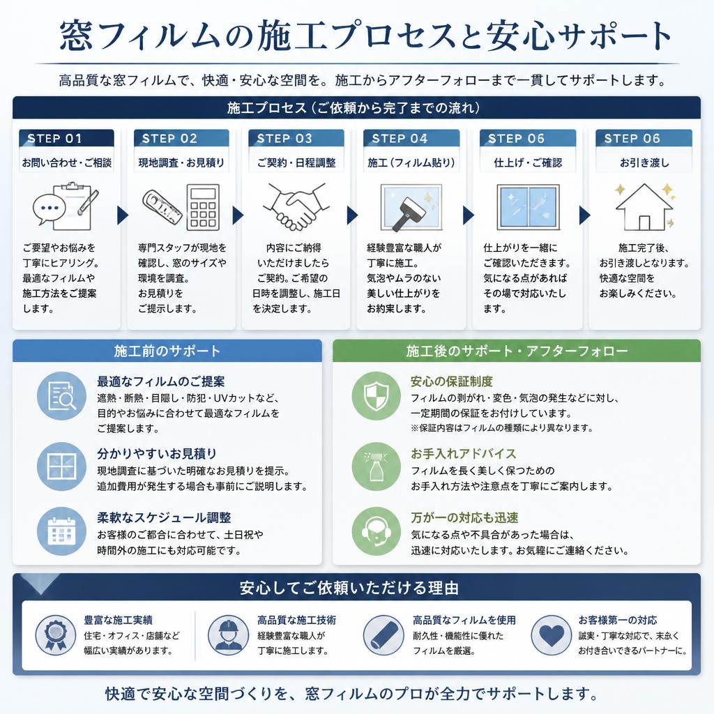 施工の流れと安心のサポート体制