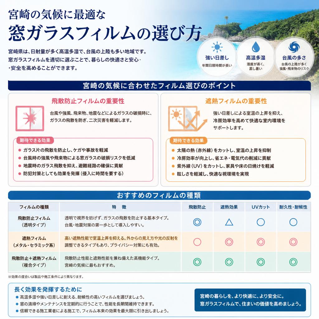 宮崎の気候に最適な窓ガラスフィルムとは