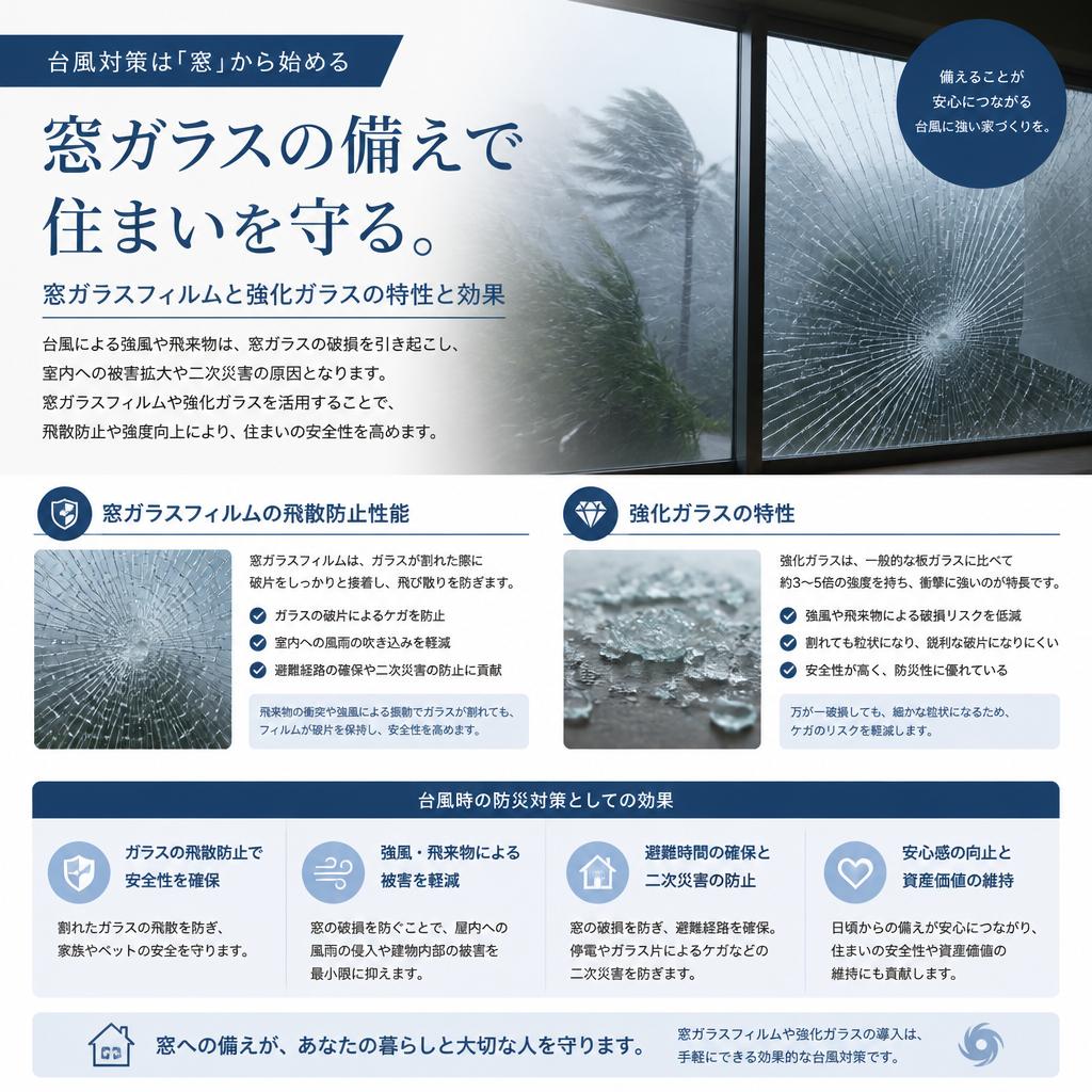 窓ガラスフィルムで防災対策を！