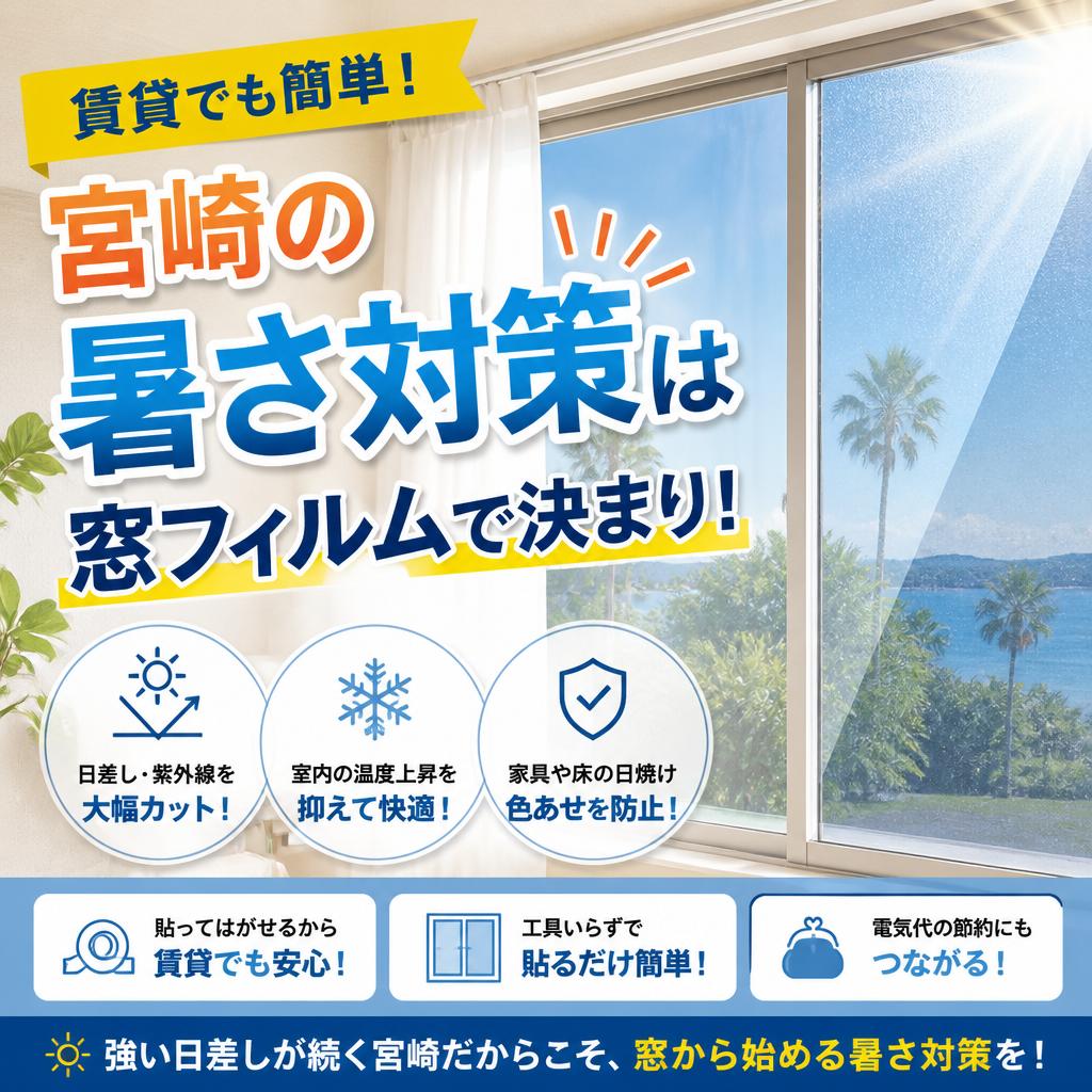 賃貸でも簡単！宮崎の暑さ対策は窓フィルムで決まり！よかまど宮崎