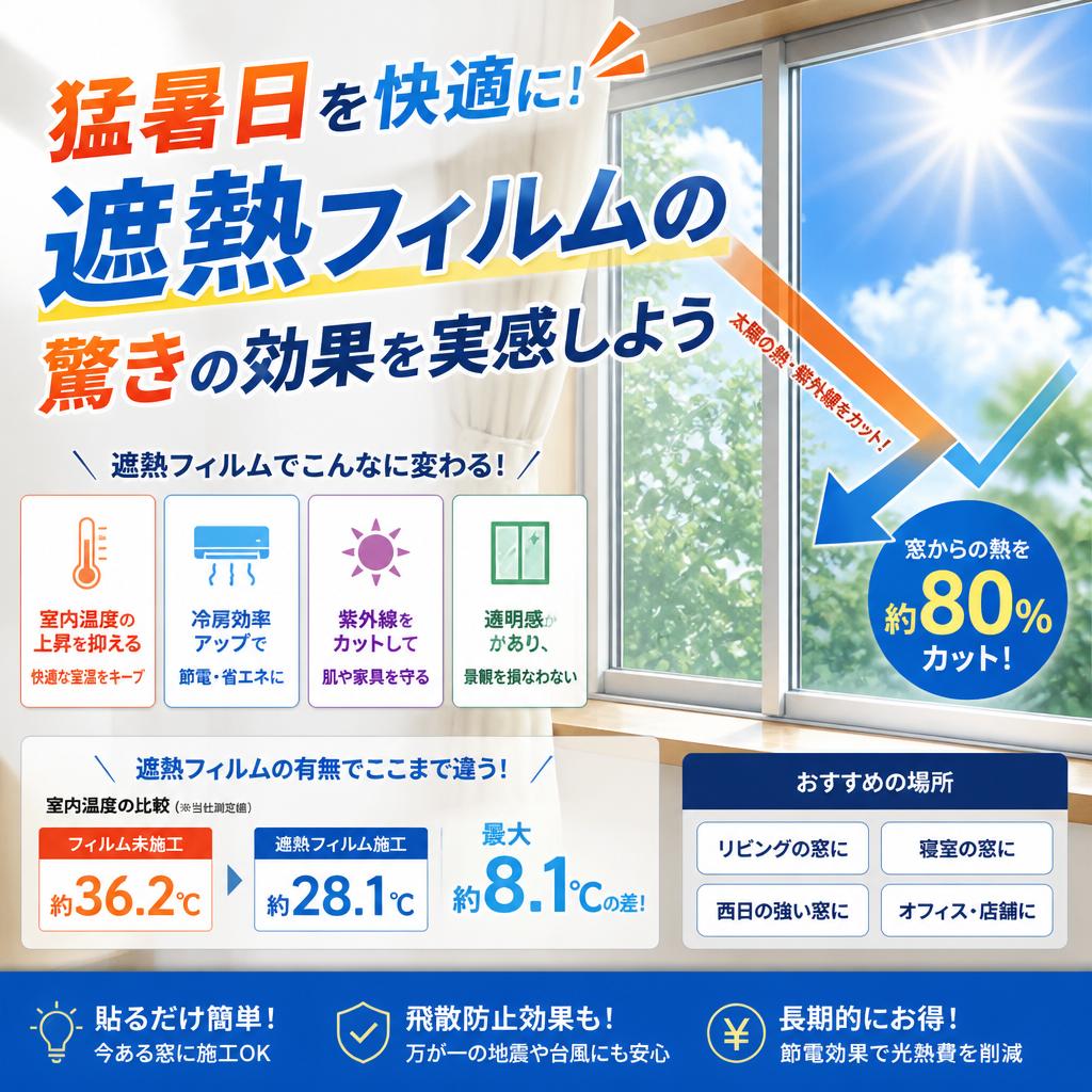 猛暑日を快適に！遮熱フィルムの驚きの効果を実感しよう　よかまど宮崎
