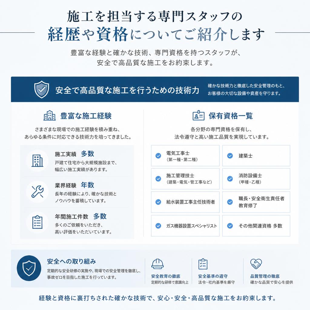 専門スタッフによる安心の施工