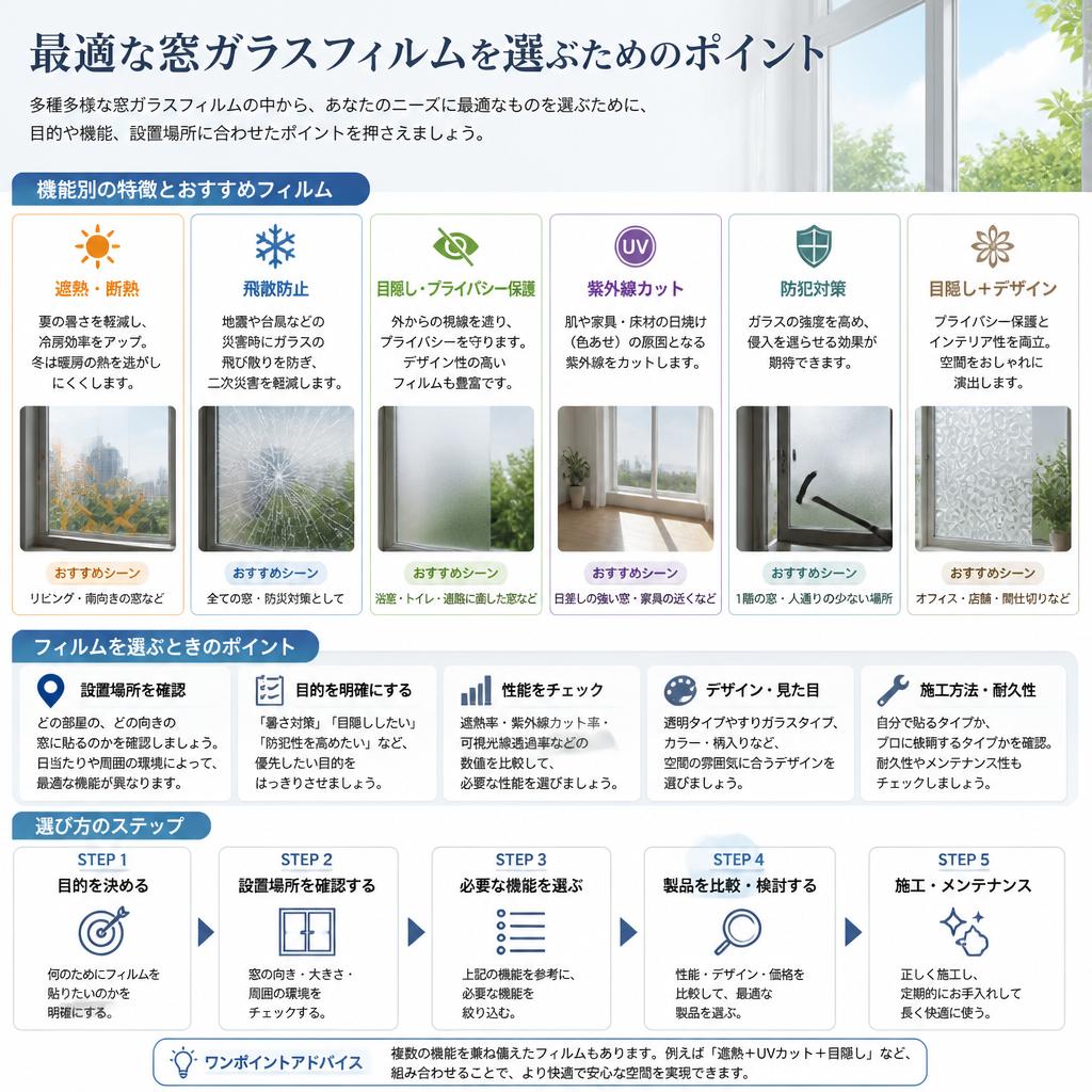 3. 誰でも簡単!窓ガラスフィルムの選び方