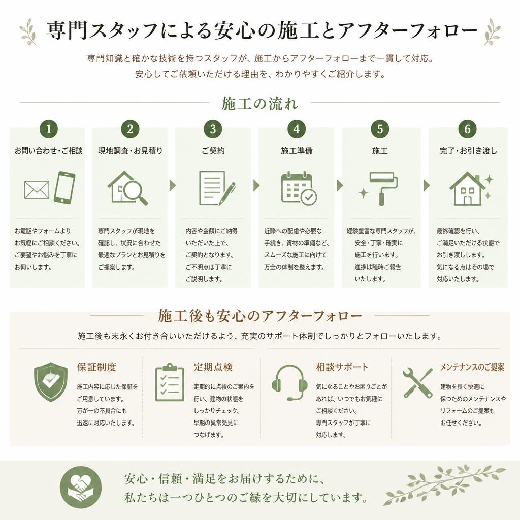施工手順とアフターフォロー