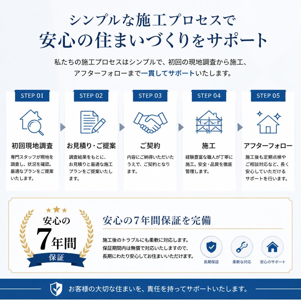 施工プロセスと安心のアフターフォロー
