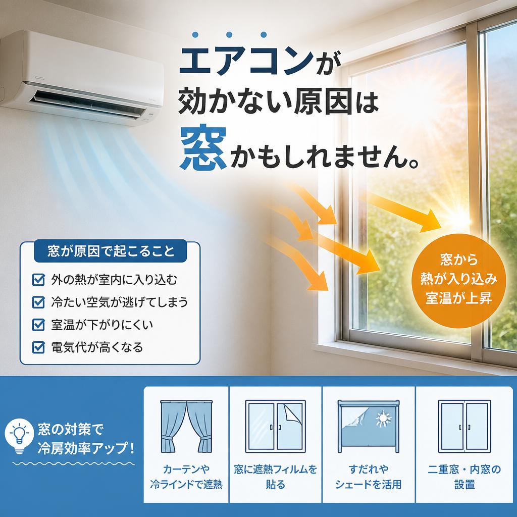 エアコンが効かない原因は窓かもしれません。よかまど鹿児島