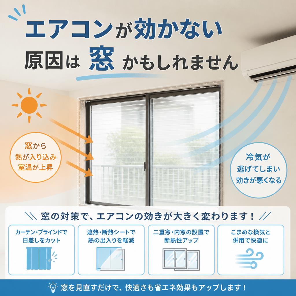 エアコンが効かない原因は窓かもしれません　よかまど熊本
