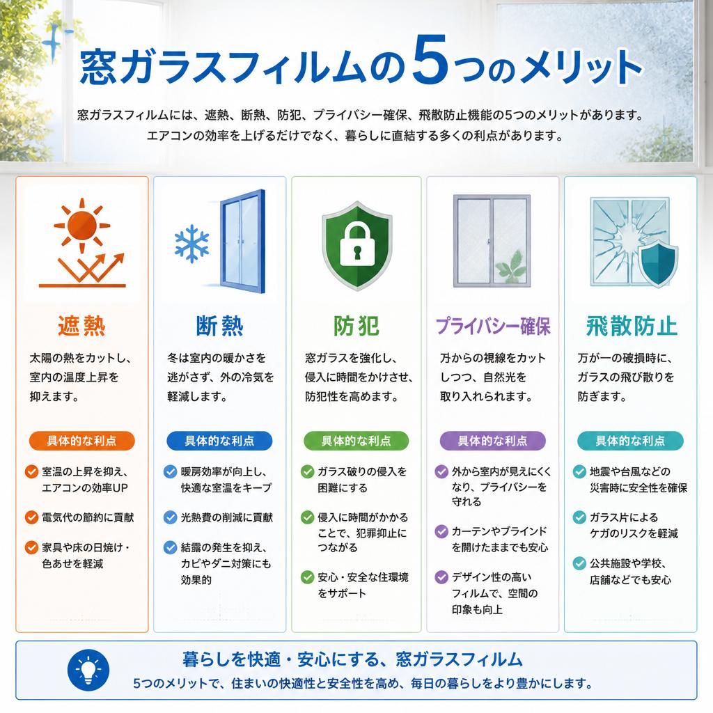 窓ガラスフィルムの5つのメリット