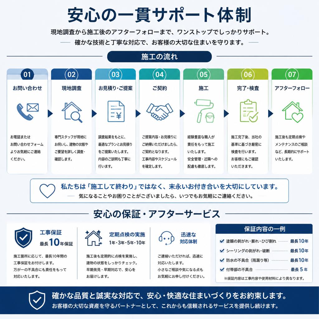 施工手順と安心のサポート体制