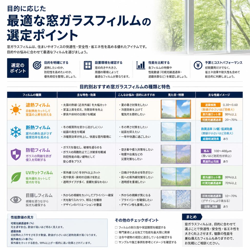 窓ガラスフィルムの選び方