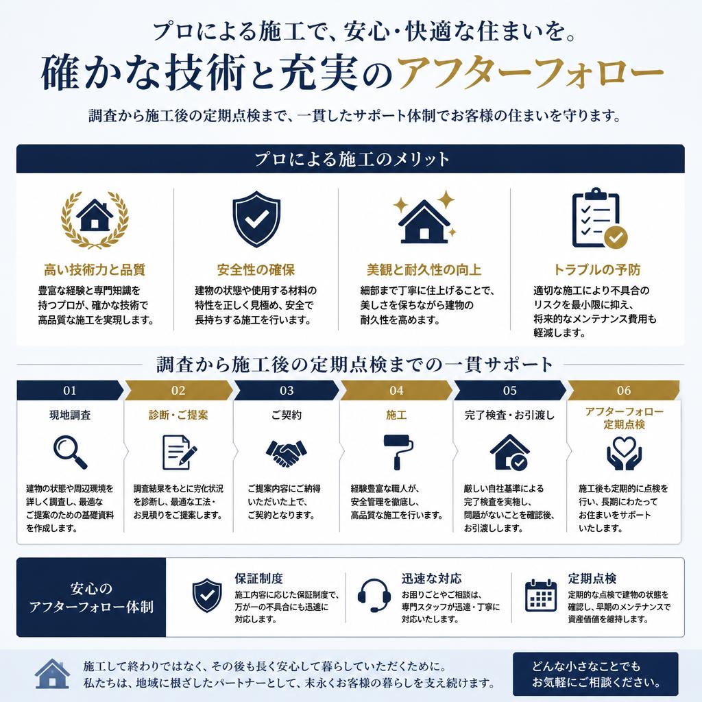 施工の安心さとアフターフォロー
