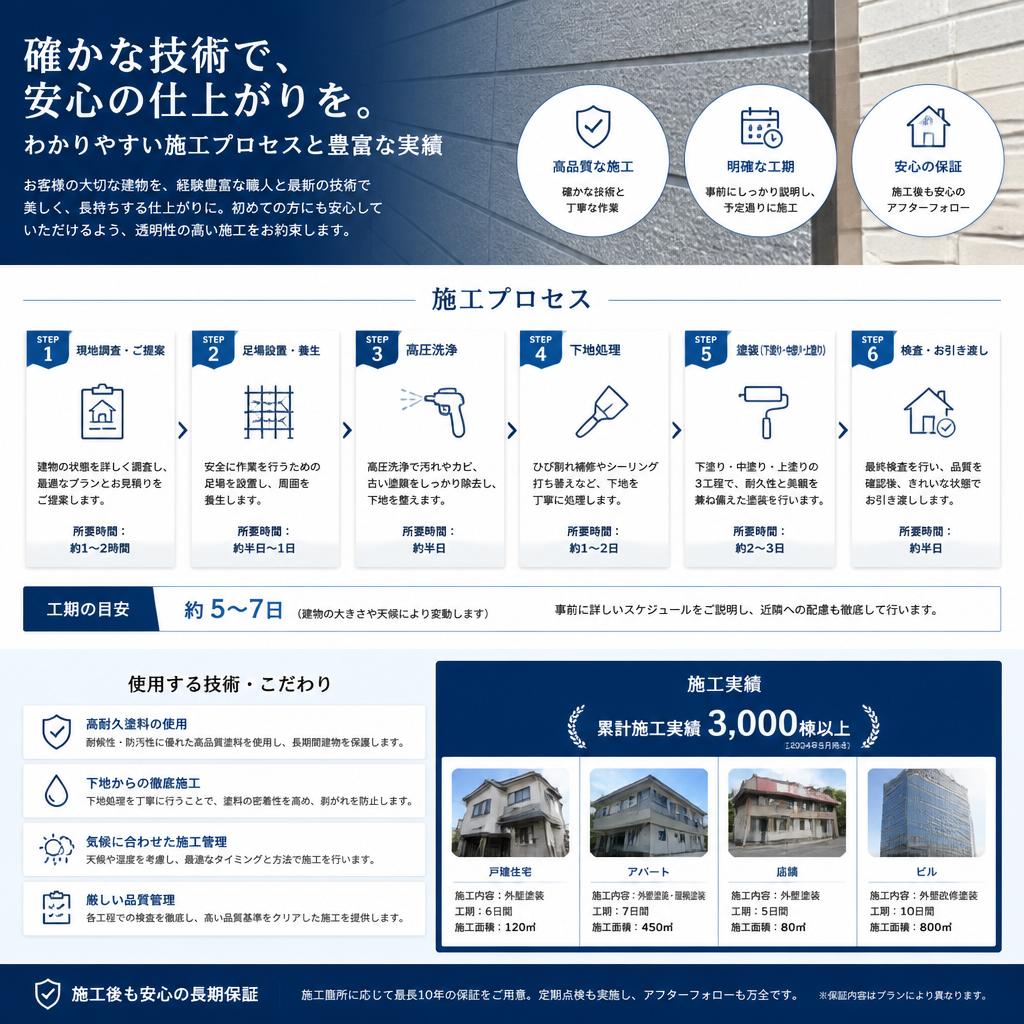 施工の流れと実績