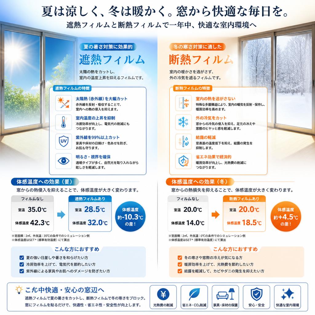 遮熱フィルムと断熱フィルムの違い