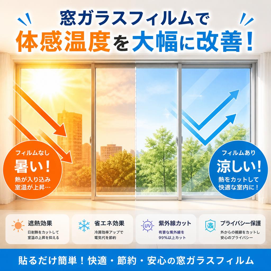 窓ガラスフィルムで体感温度を大幅に改善！よかまど島根