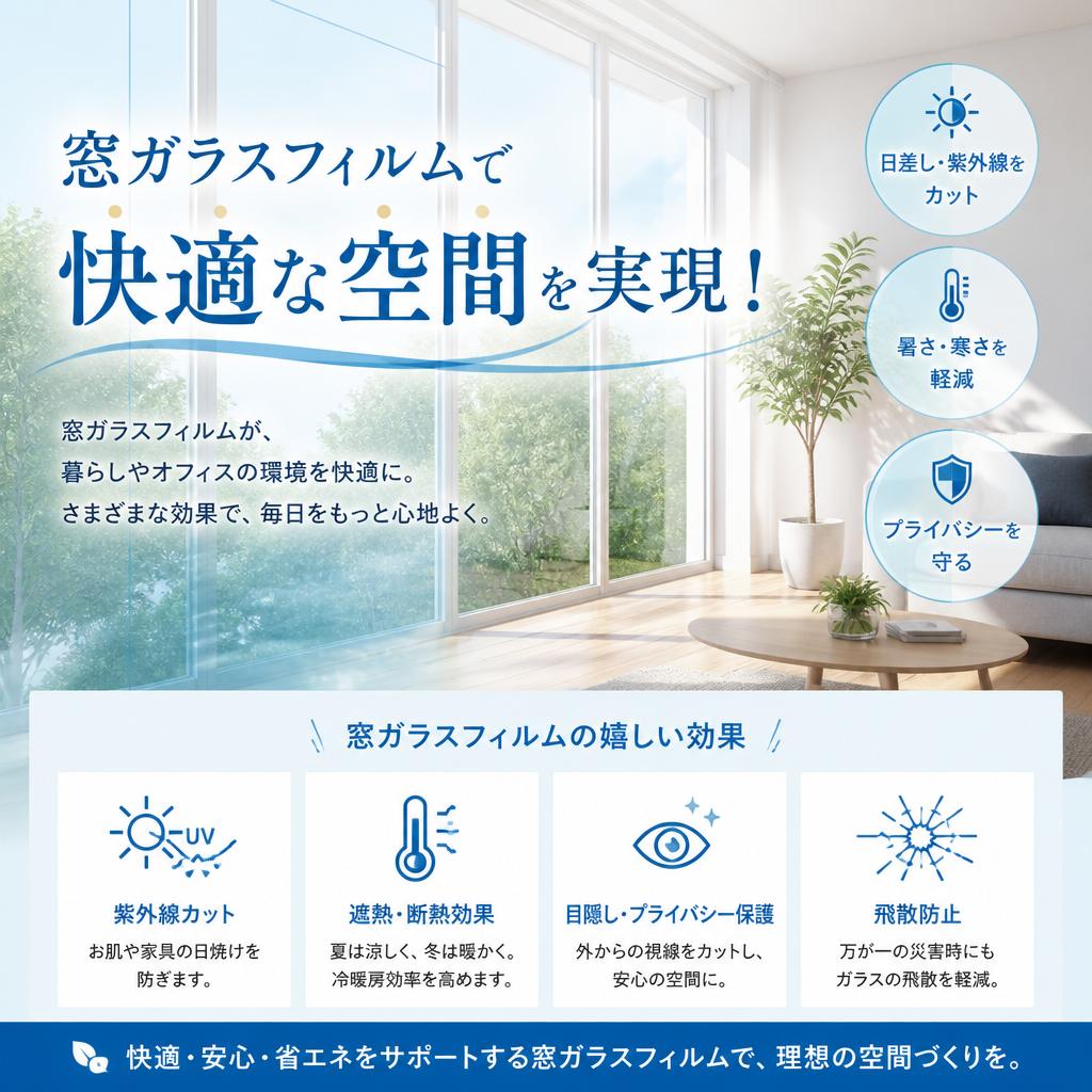 窓ガラスフィルムで快適な空間を実現！よかまど広島