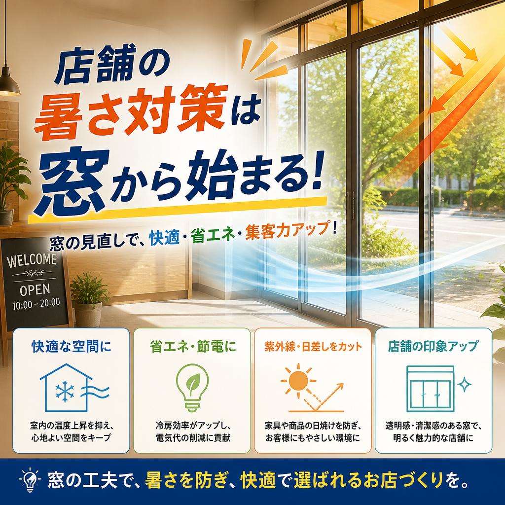 店舗の暑さ対策は窓から始まる！よかまど熊本